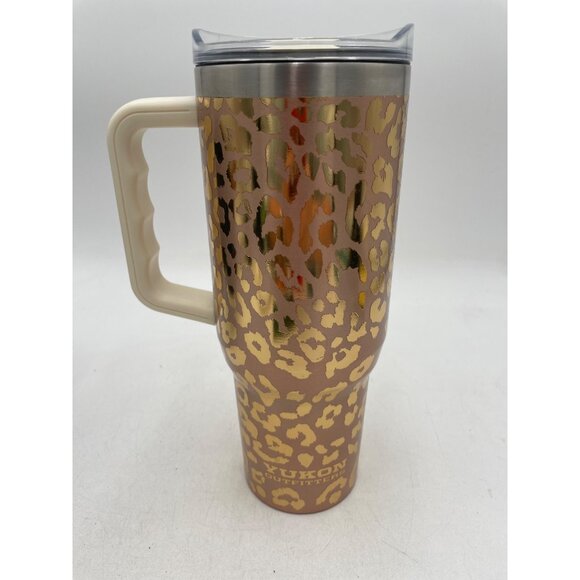 Buc-ees Yukon Outfitters Tumbler 40 Oz Leopard Print Insulated Mug Handle & Lid - Picture 3 of 9